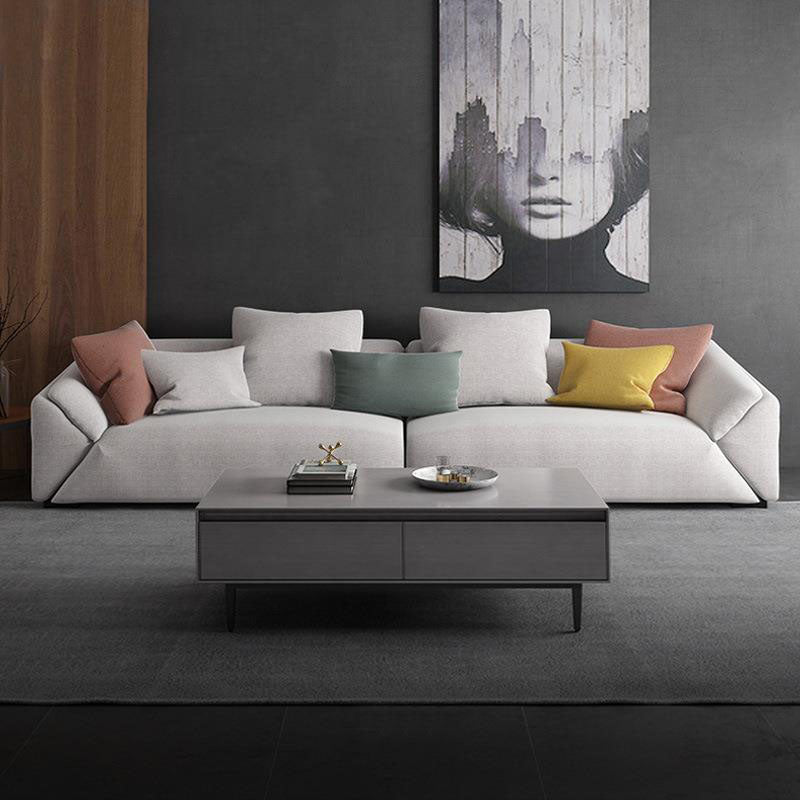 Modernism Tuxedo Arm Sofa Stain Resistant Fabric Sofa in Gray