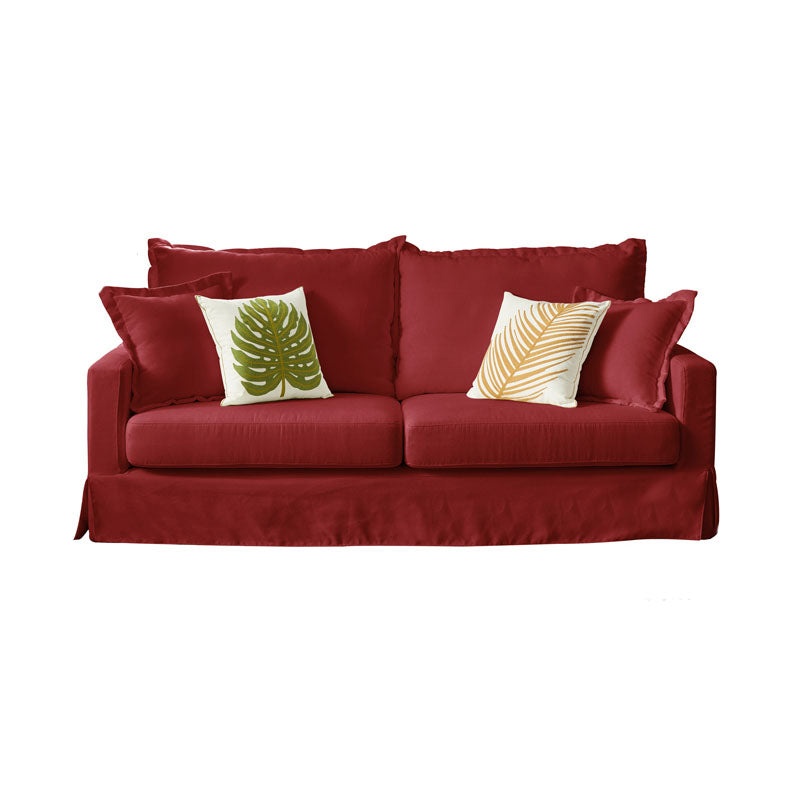 39.37" H Contemporary Cotton Blend Square Arm Loveseat with 2 Pillows