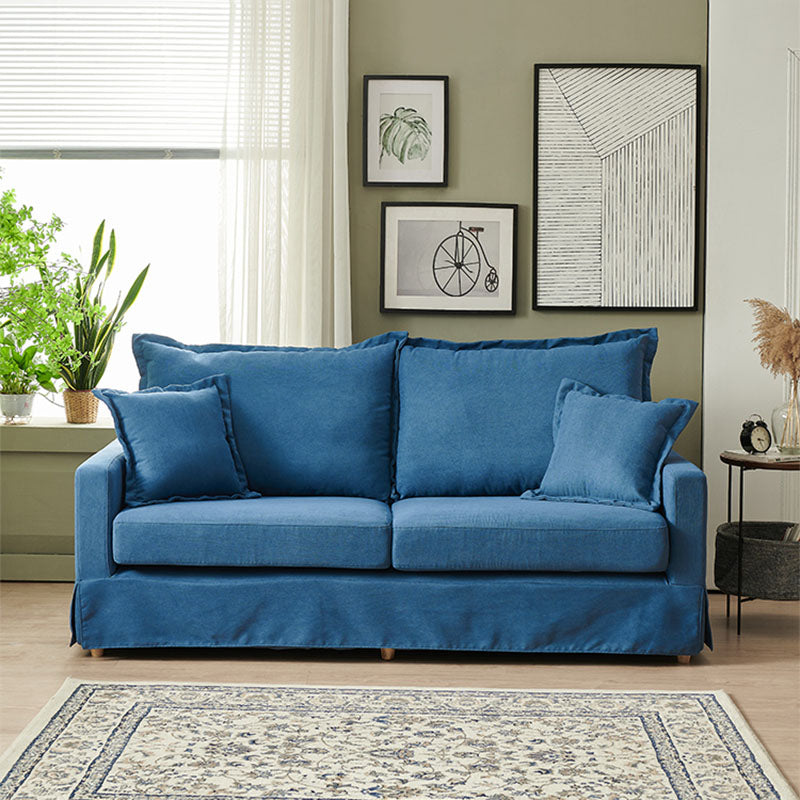 39.37" H Contemporary Cotton Blend Square Arm Loveseat with 2 Pillows