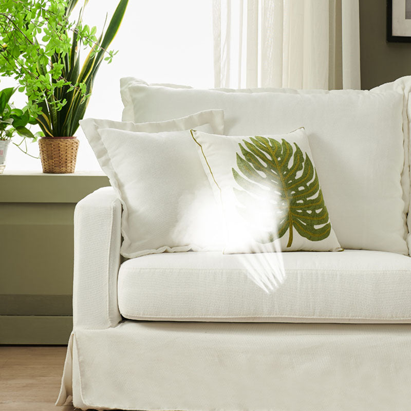 39.37" H Contemporary Cotton Blend Square Arm Loveseat with 2 Pillows