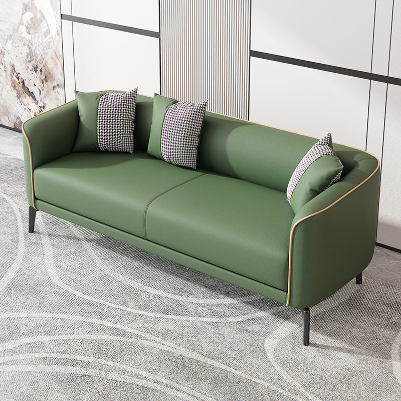 Modern 25.6 " H Faux Leather Tuxedo Arm Sofa for Living Room