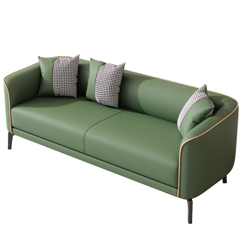 Modern 25.6 " H Faux Leather Tuxedo Arm Sofa for Living Room