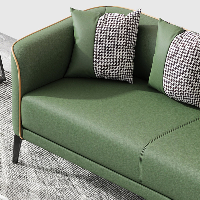 Modern 25.6 " H Faux Leather Tuxedo Arm Sofa for Living Room