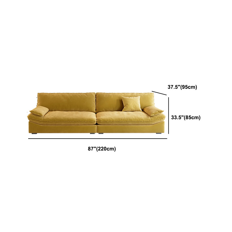 Contemporary Pillow Top Arm Sofa Sewn Pillow Back Sofa in Yellow