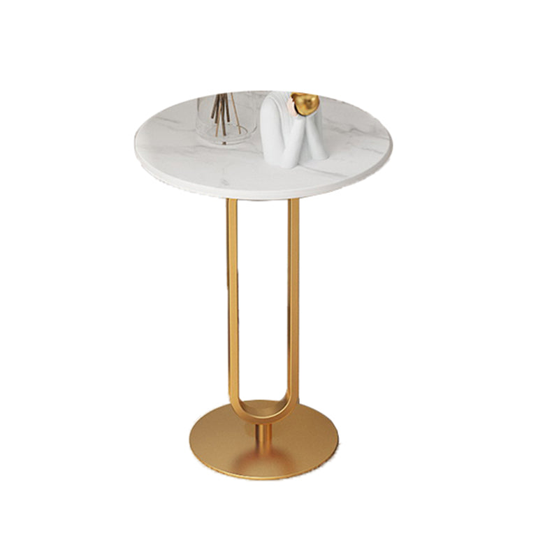 Modernistic Metal Pedestal End Table Slate Top Round Side End Table