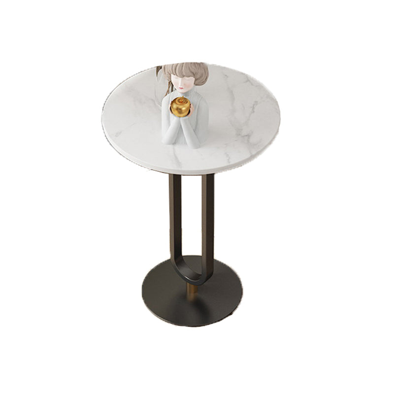 Modernistic Metal Pedestal End Table Slate Top Round Side End Table