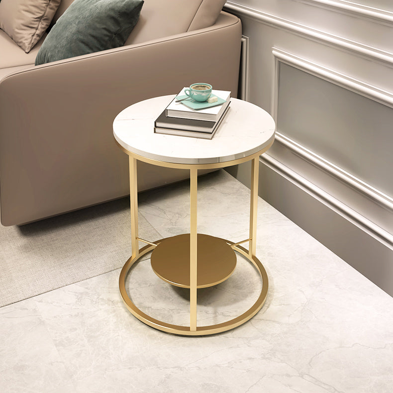 Modernistic Metal Frame Nesting Tables Slate Top Round End Table