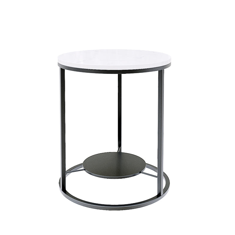 Modernistic Metal Frame Nesting Tables Slate Top Round End Table