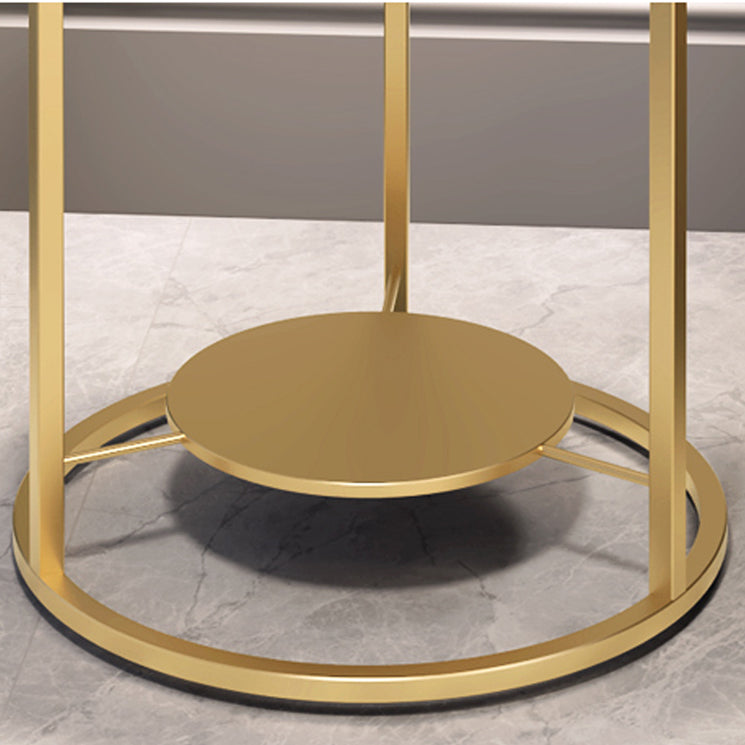Modernistic Metal Frame Nesting Tables Slate Top Round End Table