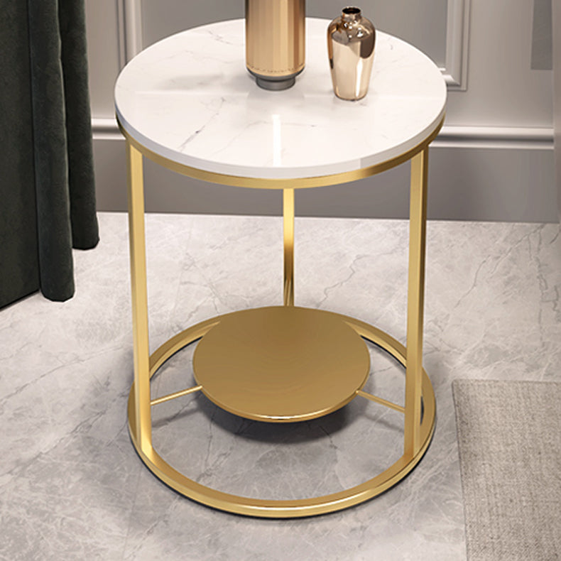 Modernistic Metal Frame Nesting Tables Slate Top Round End Table