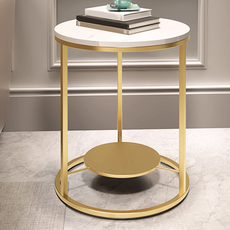 Modernistic Metal Frame Nesting Tables Slate Top Round End Table