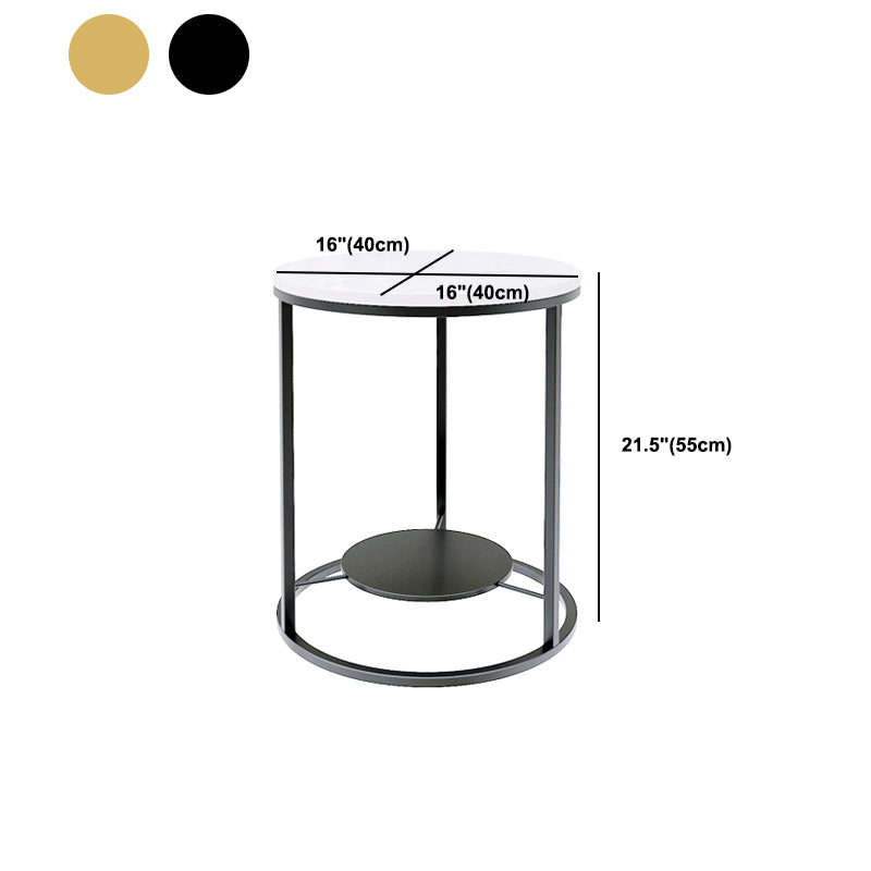 Modernistic Metal Frame Nesting Tables Slate Top Round End Table