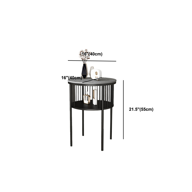 Contemporary Metal 4 Legs End Table Round Double Tier End Table
