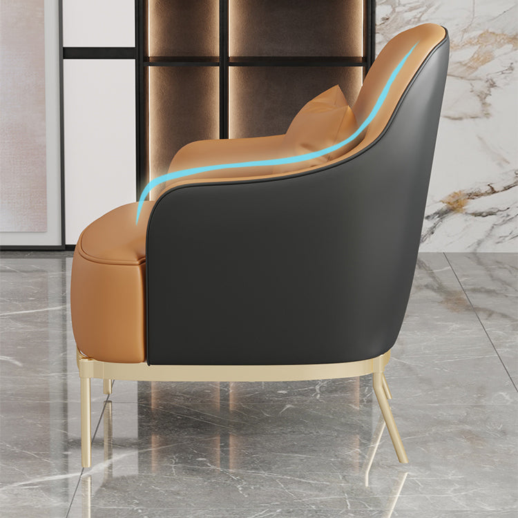 32.67" High Faux Leather Arm Chair Recessed Arms Accent Chair with Basic Four Leg