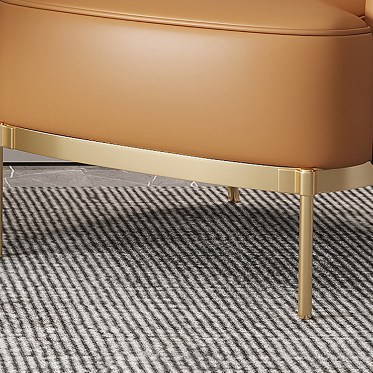 32.67" High Faux Leather Arm Chair Recessed Arms Accent Chair with Basic Four Leg