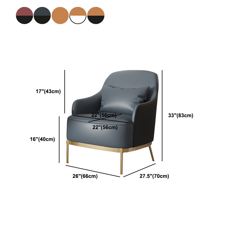 32.67" High Faux Leather Arm Chair Recessed Arms Accent Chair with Basic Four Leg