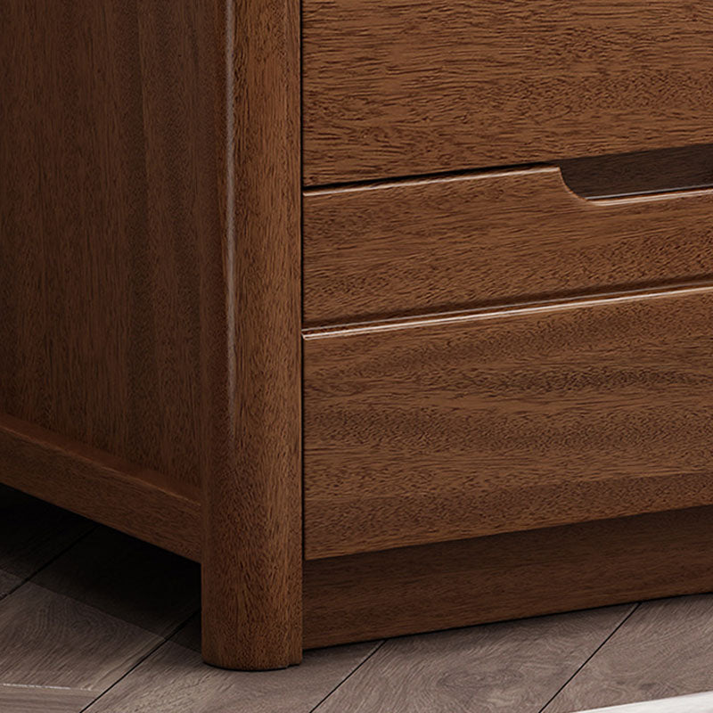 Solid Wood Bed Nightstand Traditional Night Table with 2 Drawers