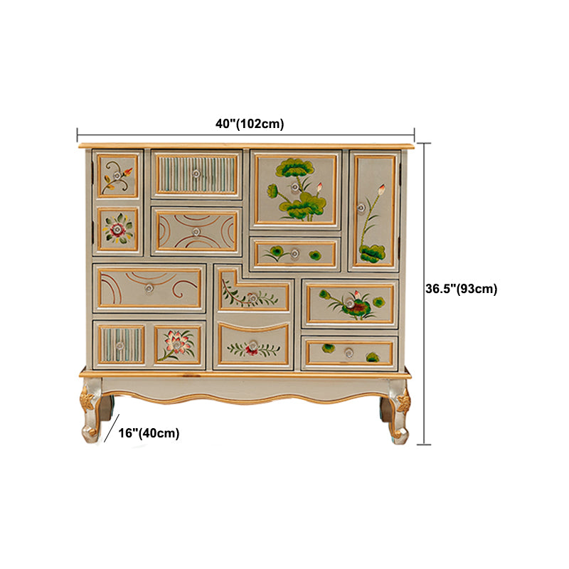 15.6-inch W Dresser Traditional Solid Wood Storage Chest with 9 Drawers