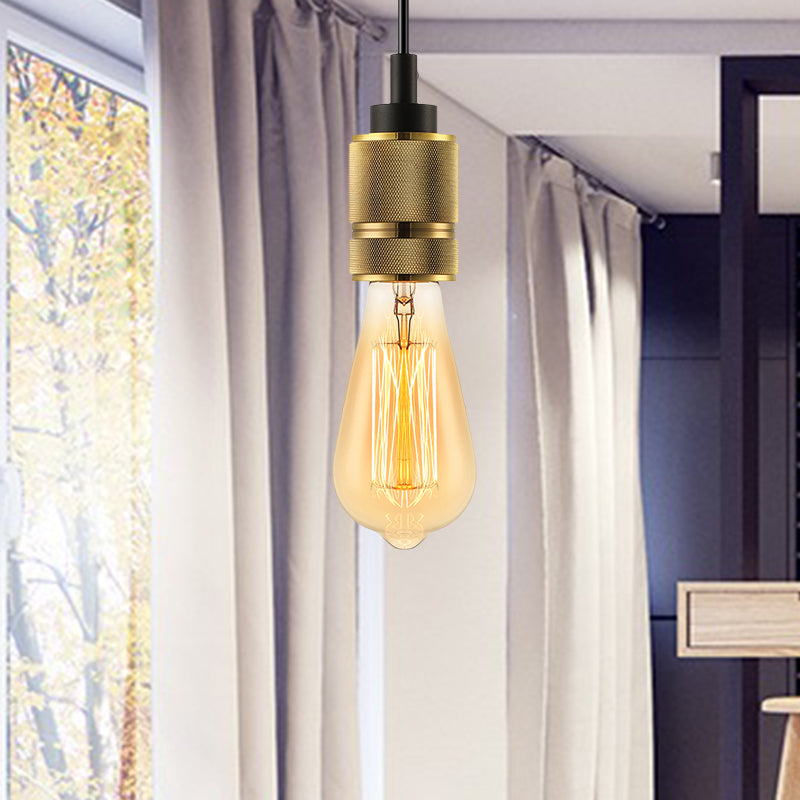 1 lampe à suspension en métal de tête Vintage Vintage Golden Exposed Balb Bedroom Mini plafond Aménagement