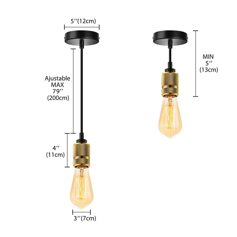 1 Kopfmetall -Suspensionslampe Vintage -Stil Golden Exponse Exponse Lampe Schlafzimmer Mini Deckenleuchte