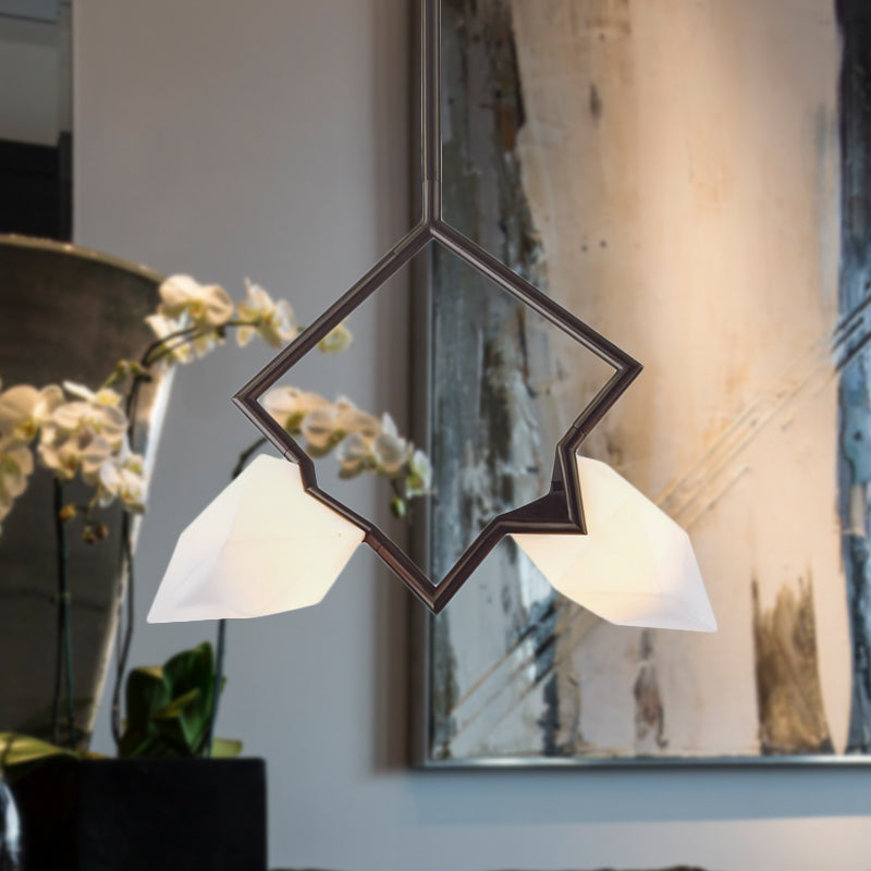 1/2-Light Bedroom Pendant Lighting with Pear Plastic Shade Nordic Style Black/Gold Hanging Light Fixture