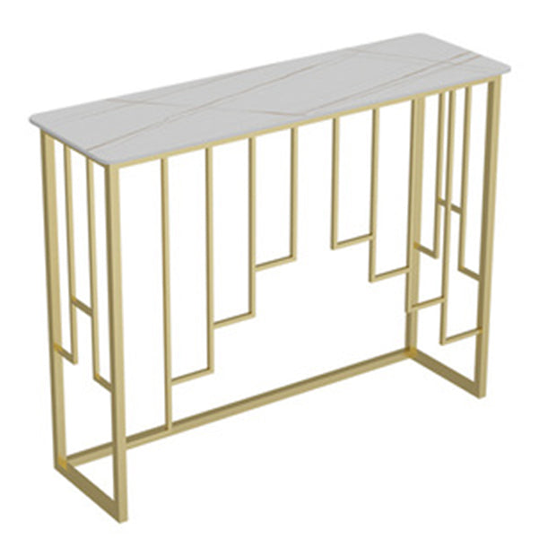 Glam Stone Console Table 12" W Rectangle Accent Table for Hall