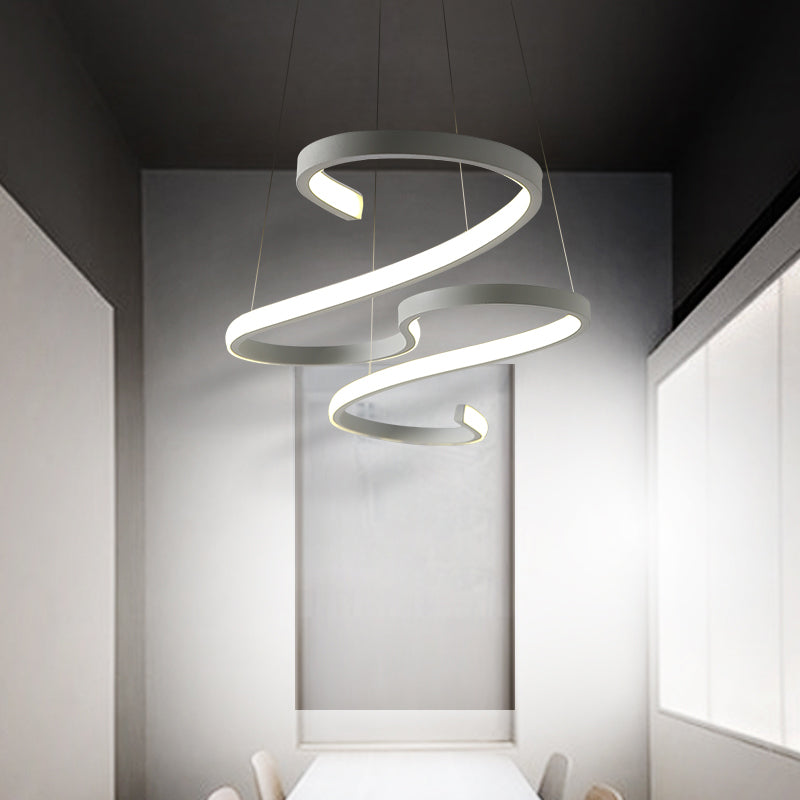 Twist Pendant Nordic Acrylic LED Pink/Black/White Hanging Ceiling Light in Warm/White/Natural Light