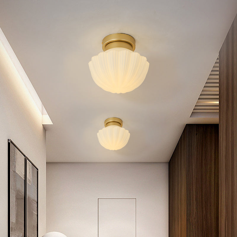 Nordic Style Ceiling Light Dome Shape Ceiling Lamp with Glass Shade for Bedroom