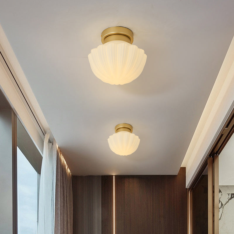 Nordic Style Ceiling Light Dome Shape Ceiling Lamp with Glass Shade for Bedroom