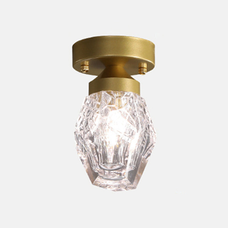 Single Modernism Golden Flush Mount Lighting LED Ceiling Light with Crystal