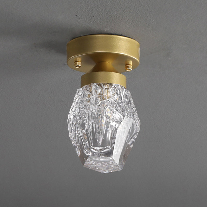 Single Modernism Golden Flush Mount Lighting LED Ceiling Light with Crystal