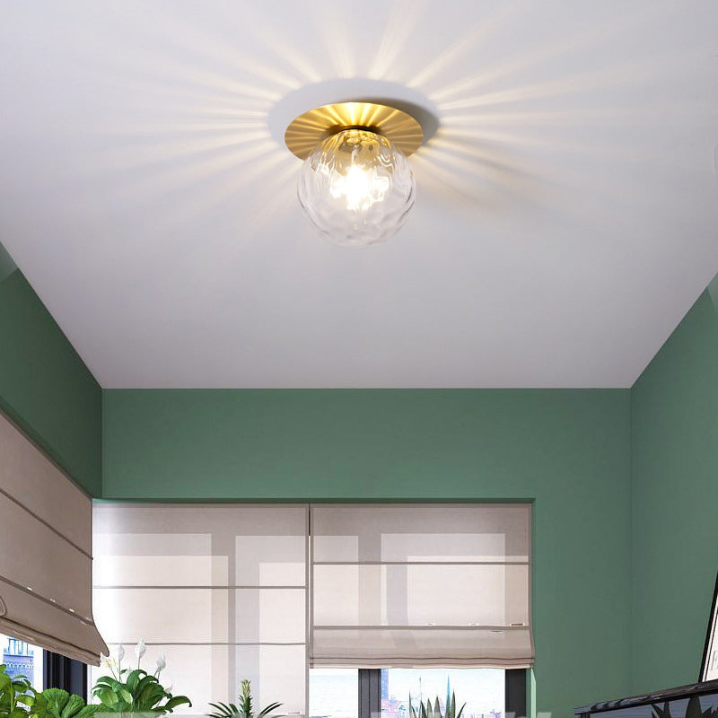 Modern Golden Flush Mount Lighting Glass Shaded Ceiling Light for Room