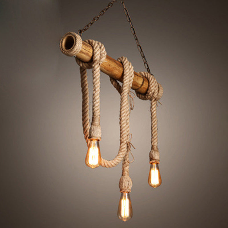 Industrial Style Island Lights Metal 3/6 Lights Pendant Light in Brown