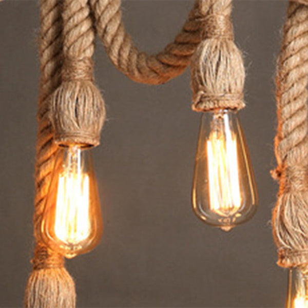Industrial Style Island Lights Metal 3/6 Lights Pendant Light in Brown