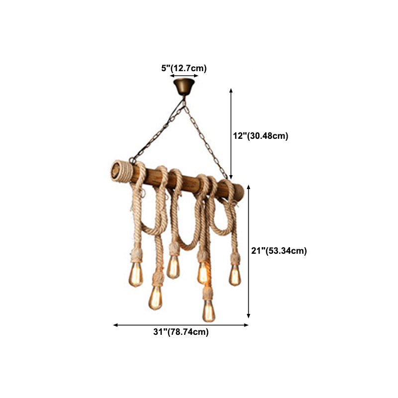 Industrial Style Island Lights Metal 3/6 Lights Pendant Light in Brown