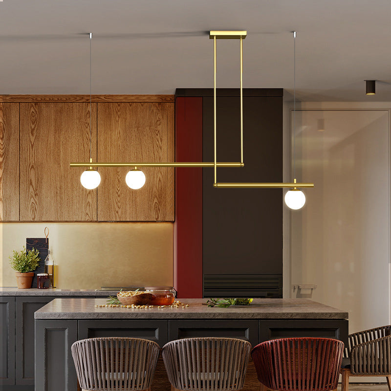 Modern Style Linear Shape Island Light Metal 1/2/3/4 Lights Island Lamps in Black and Gold