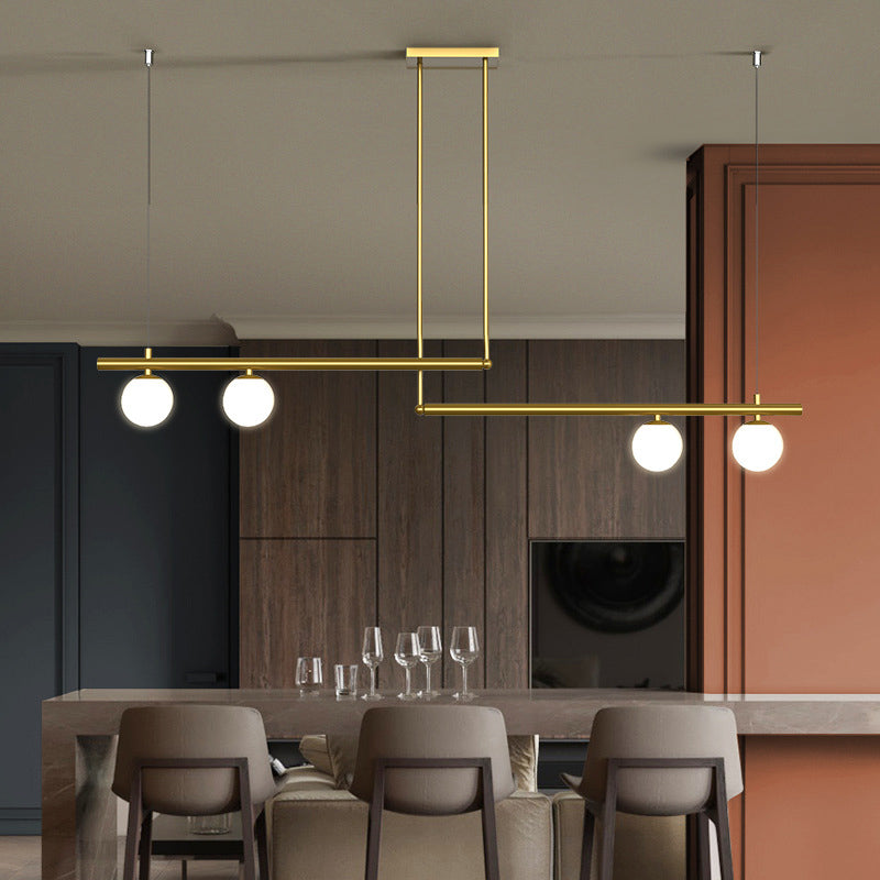 Modern Style Linear Shape Island Light Metal 1/2/3/4 Lights Island Lamps in Black and Gold