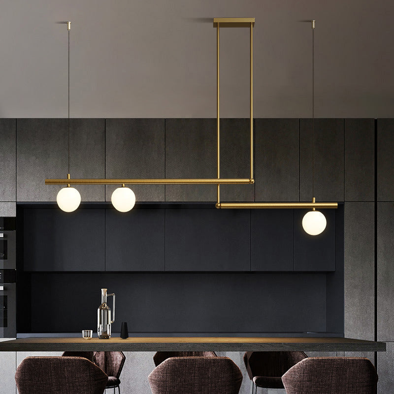 Modern Style Linear Shape Island Light Metal 1/2/3/4 Lights Island Lamps in Black and Gold