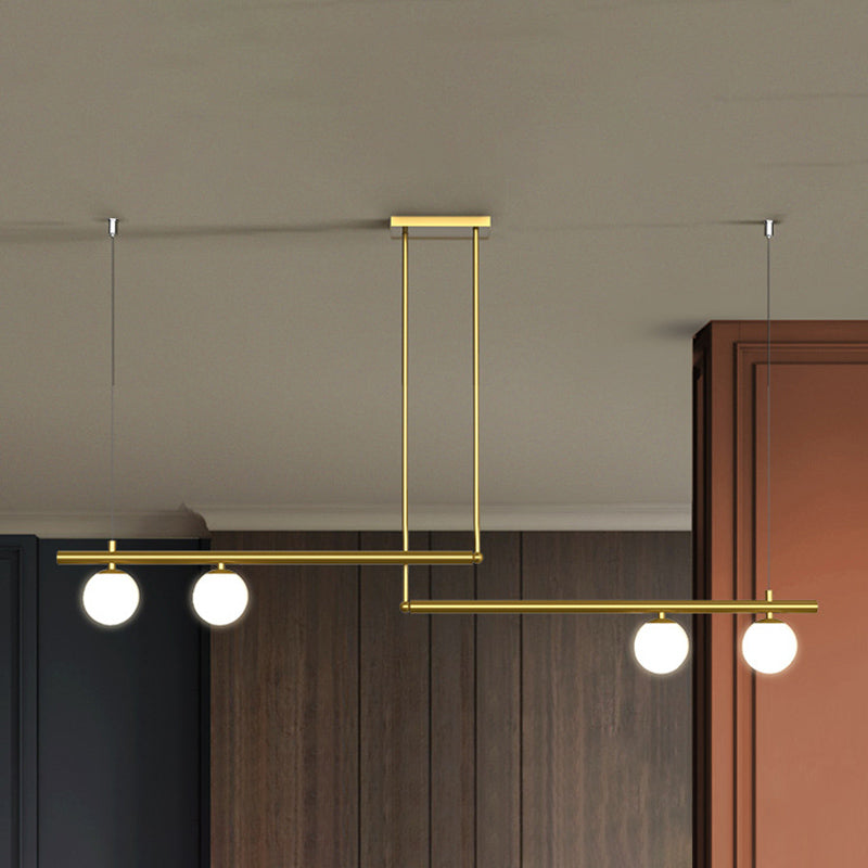 Modern Style Linear Shape Island Light Metal 1/2/3/4 Lights Island Lamps in Black and Gold