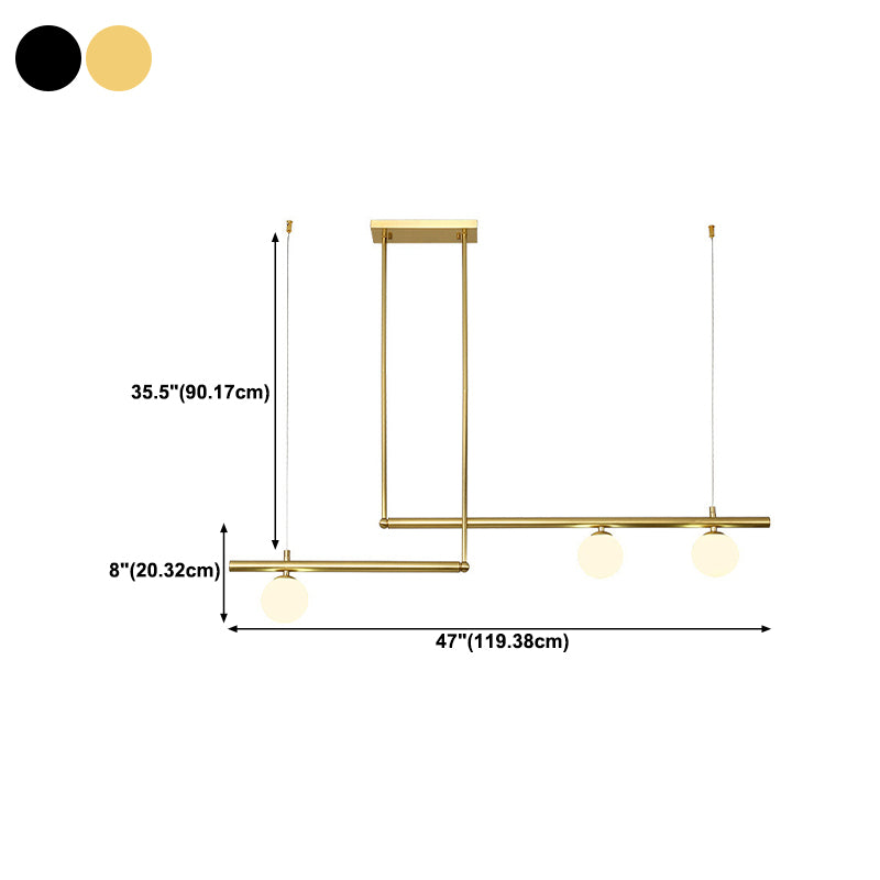 Modern Style Linear Shape Island Light Metal 1/2/3/4 Lights Island Lamps in Black and Gold