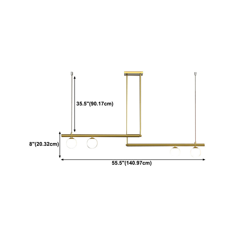 Modern Style Linear Shape Island Light Metal 1/2/3/4 Lights Island Lamps in Black and Gold