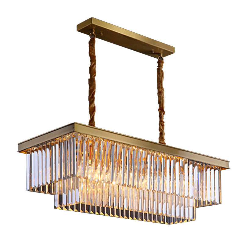Modern Style Square Shape Island Pendants Crystal Pendant Lights for Living Room