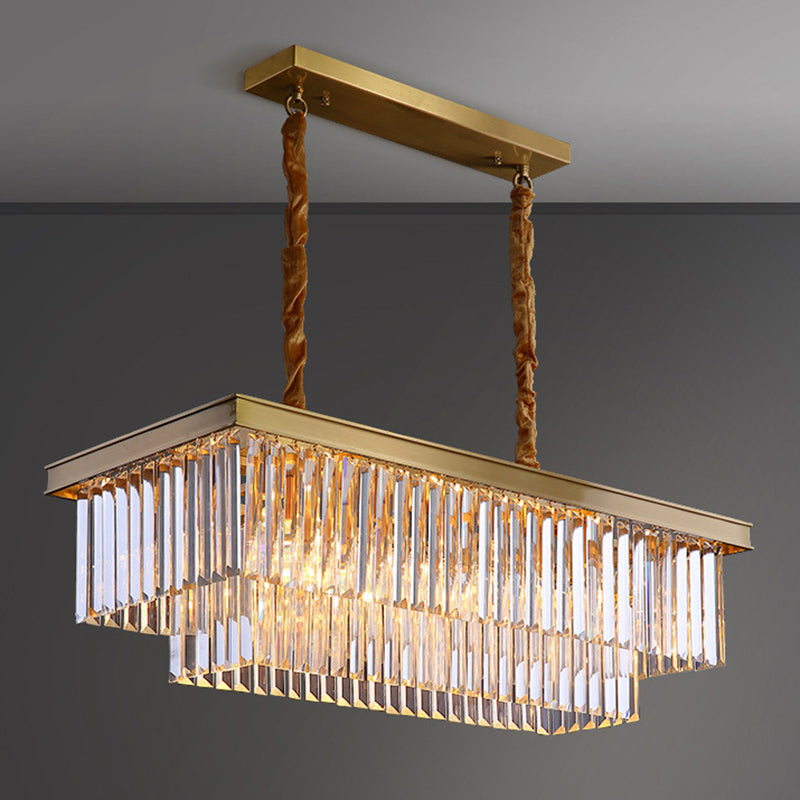 Modern Style Square Shape Island Pendants Crystal Pendant Lights for Living Room