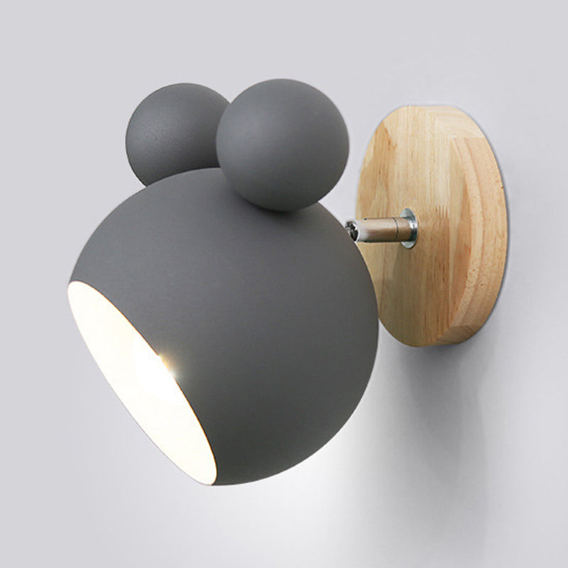 Macaron Wall Lamp 1-Light Wall Mount Lamp with Wood for Kid's Room