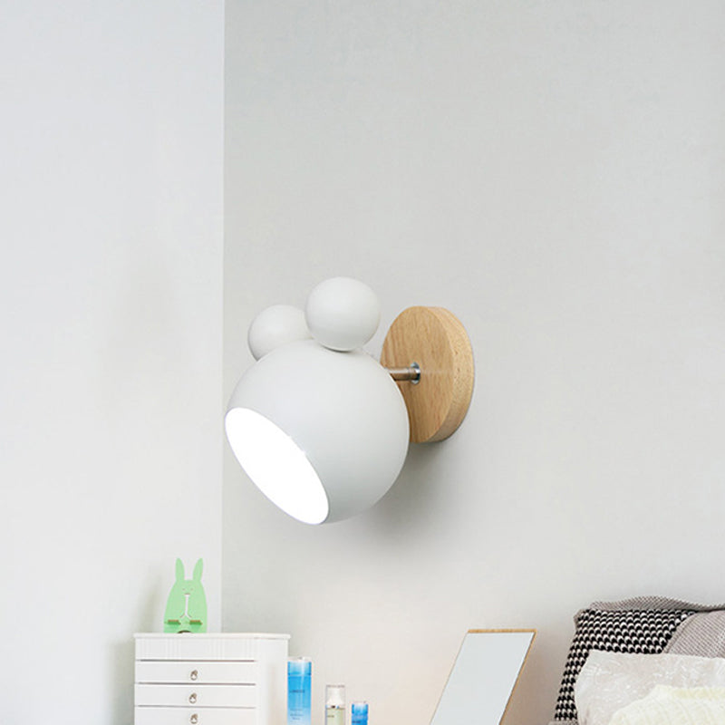 Macaron Wall Lamp 1-Light Wall Mount Lamp with Wood for Kid's Room