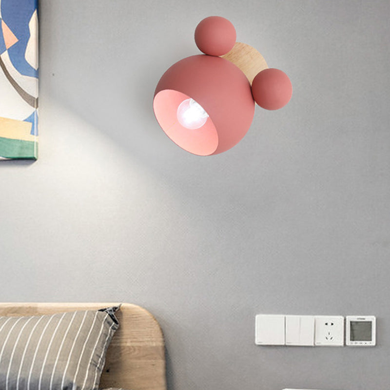 Macaron Wall Lamp 1-Light Wall Mount Lamp with Wood for Kid's Room