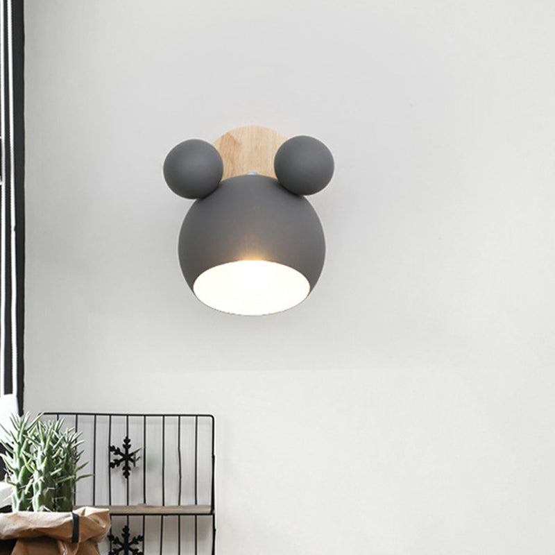 Macaron Wall Lamp 1-Light Wall Mount Lamp with Wood for Kid's Room