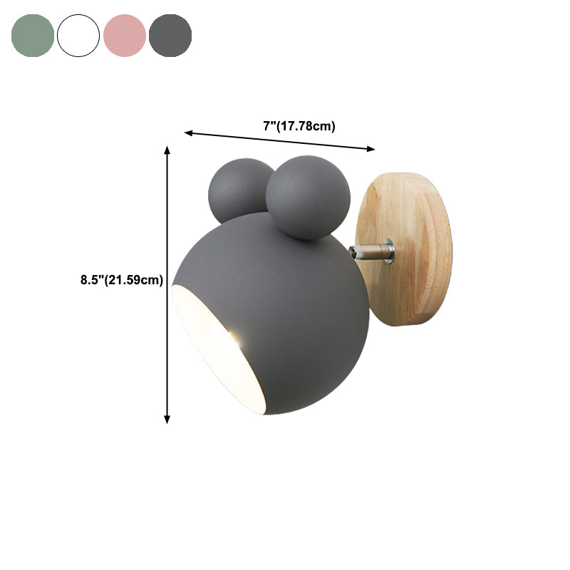 Macaron Wall Lamp 1-Light Wall Mount Lamp with Wood for Kid's Room