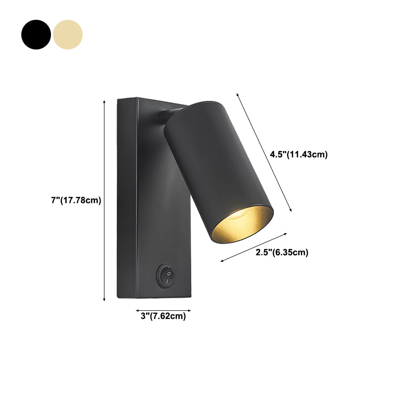 Modern Simple Iron Wall Light Cylinder Shape Rotatable Wall Lamp for Living Room