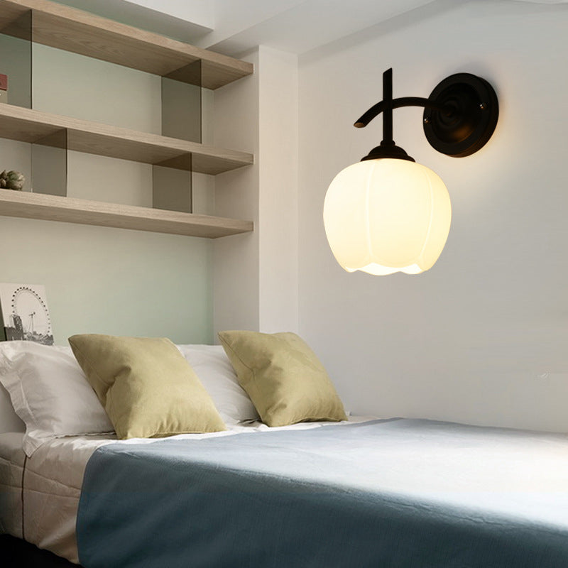 Industrial Style Wall Sconce Grass 1 Light Sconces in Black for Living Room